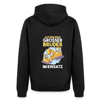 Dabbing Baggerfahrer Bagger Bruder - Unisex Premium Bio Zip Hoodie - Schwarz - Hinten - Nico (187cm)