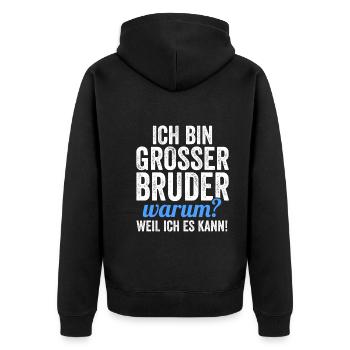 Geschwister Familie Brüder Bruder - Unisex Premium Bio Zip Hoodie - Schwarz - Hinten - Nico (187cm)