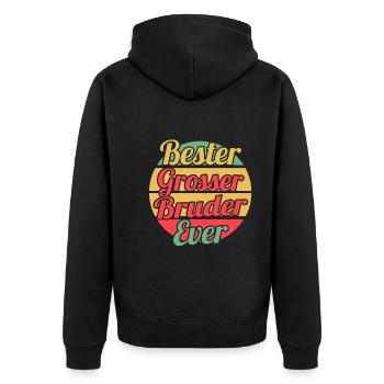 Geschwister Familie Brüder Bruder - Unisex Premium Bio Zip Hoodie - Schwarz - Hinten - Nico (187cm)