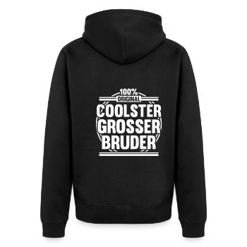 Geschwister Familie Brüder Bruder - Unisex Premium Bio Zip Hoodie - Schwarz - Hinten - Nico (187cm)