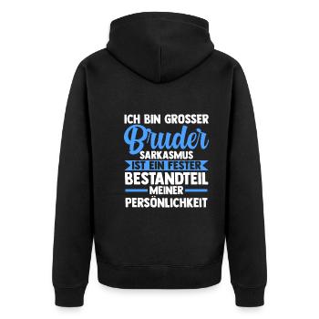 Geschwister Familie Brüder Bruder - Unisex Premium Bio Zip Hoodie - Schwarz - Hinten - Nico (187cm)
