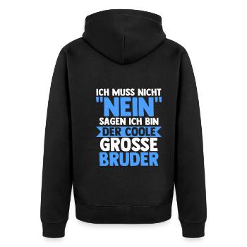Geschwister Familie Brüder Bruder - Unisex Premium Bio Zip Hoodie - Schwarz - Hinten - Nico (187cm)