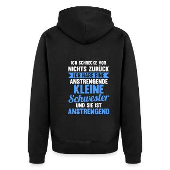 Geschwister Schwester Familie Brüder Bruder - Unisex Premium Bio Zip Hoodie - Schwarz - Hinten - Nico (187cm)