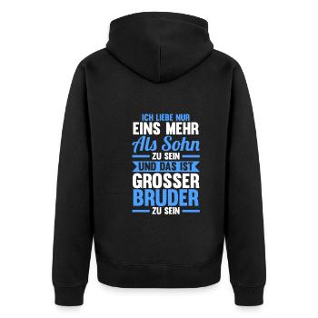 Geschwister Familie Brüder Bruder - Unisex Premium Bio Zip Hoodie - Schwarz - Hinten - Nico (187cm)