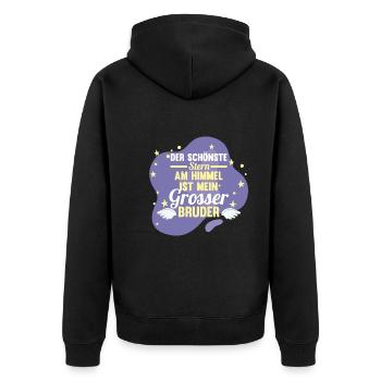Geschwister Familie SchwesterBrüder Bruder - Unisex Premium Bio Zip Hoodie - Schwarz - Hinten - Nico (187cm)