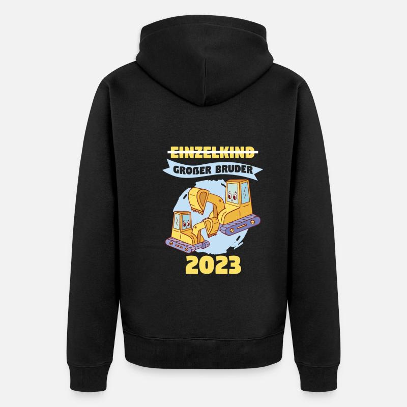 Bruder 2023 Bagger Baggerfahrer Bruder - Unisex Premium Bio Zip Hoodie - Schwarz