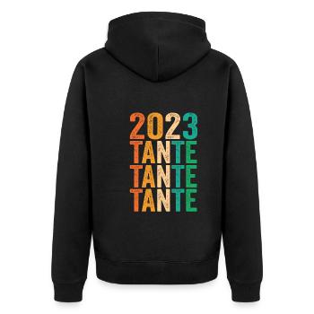 Tante 2023 Schwangerschaft Schwanger Werdende Tant - Unisex Premium Bio Zip Hoodie - Schwarz - Hinten - Nico (187cm)
