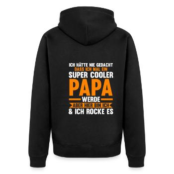 Vater Papi Papa - Unisex Premium Bio Zip Hoodie - Schwarz - Hinten - Nico (187cm)