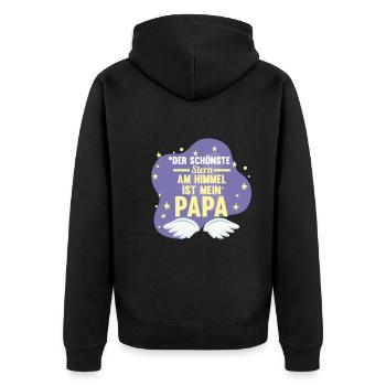 Vater Sohn Tochter Papi Papa - Unisex Premium Bio Zip Hoodie - Schwarz - Hinten - Nico (187cm)