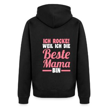 Mutter Mama - Unisex Premium Bio Zip Hoodie - Schwarz - Hinten - Nico (187cm)
