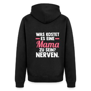 Mutter Mama - Unisex Premium Bio Zip Hoodie - Schwarz - Hinten - Nico (187cm)
