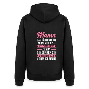 Mutter Mama - Unisex Premium Bio Zip Hoodie - Schwarz - Hinten - Nico (187cm)