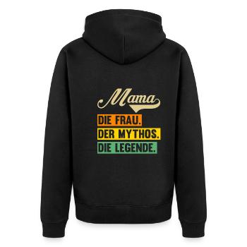 Mutter Mama - Unisex Premium Bio Zip Hoodie - Schwarz - Hinten - Nico (187cm)