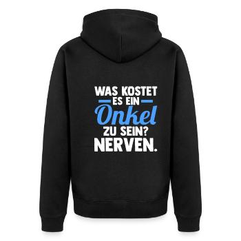 Patenonkel Pate Onkel - Unisex Premium Bio Zip Hoodie - Schwarz - Hinten - Nico (187cm)
