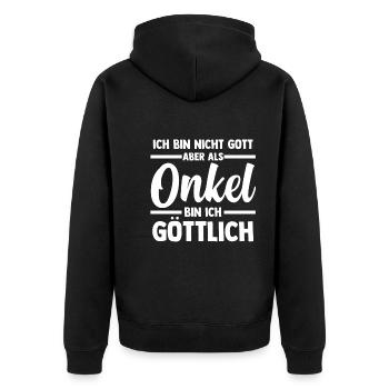 Patenonkel Pate Onkel - Unisex Premium Bio Zip Hoodie - Schwarz - Hinten - Nico (187cm)