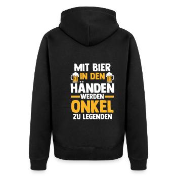 Patenonkel Bier Pate Bier Onkel - Unisex Premium Bio Zip Hoodie - Schwarz - Hinten - Nico (187cm)
