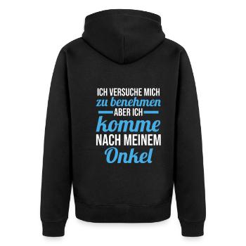 Patenonkel Nichte Neffe Onkel - Unisex Premium Bio Zip Hoodie - Schwarz - Hinten - Nico (187cm)