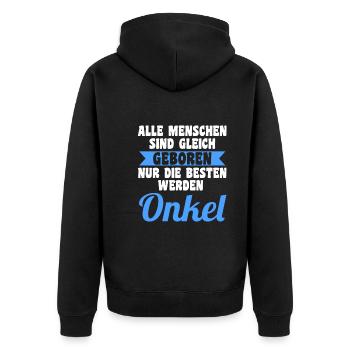 Patenonkel Pate Onkel - Unisex Premium Bio Zip Hoodie - Schwarz - Hinten - Nico (187cm)