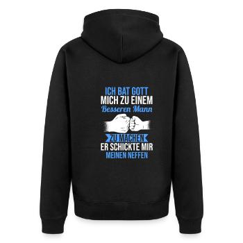 Patenonkel Pate Onkel - Unisex Premium Bio Zip Hoodie - Schwarz - Hinten - Nico (187cm)