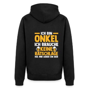 Patenonkel Pate Bier Onkel - Unisex Premium Bio Zip Hoodie - Schwarz - Hinten - Nico (187cm)