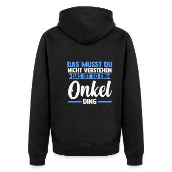 Patenonkel Pate Onkel - Unisex Premium Bio Zip Hoodie - Schwarz - Hinten - Nico (187cm)