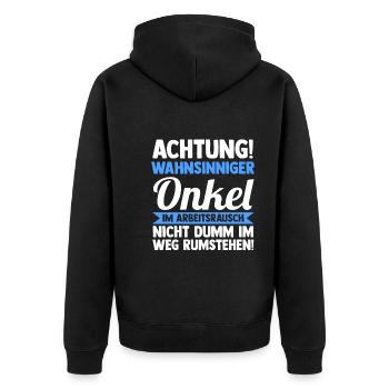 Patenonkel Pate Onkel - Unisex Premium Bio Zip Hoodie - Schwarz - Hinten - Nico (187cm)