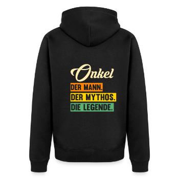 Patenonkel Pate Onkel - Unisex Premium Bio Zip Hoodie - Schwarz - Hinten - Nico (187cm)
