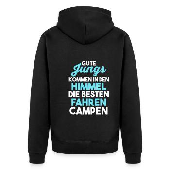 Wohnmobil Wohnwagen Caravan Camper Camping - Unisex Premium Bio Zip Hoodie - Schwarz - Hinten - Nico (187cm)