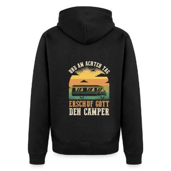 Wohnmobil Wohnwagen Caravan Camping Camper - Unisex Premium Bio Zip Hoodie - Schwarz - Hinten - Nico (187cm)