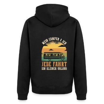 Wohnmobil Wohnwagen Caravan Camping Camper - Unisex Premium Bio Zip Hoodie - Schwarz - Hinten - Nico (187cm)