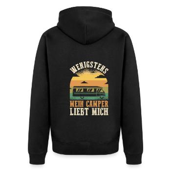 Wohnmobil Wohnwagen Caravan Camping Camper - Unisex Premium Bio Zip Hoodie - Schwarz - Hinten - Nico (187cm)