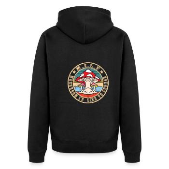 Mushroom picking - Unisex Premium Organic Zip Hoodie - black - Back - Nico (187cm)