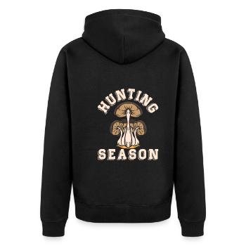 Mushroom picking - Unisex Premium Organic Zip Hoodie - black - Back - Nico (187cm)