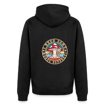 Mushroom picking - Unisex Premium Organic Zip Hoodie - black - Back - Nico (187cm)