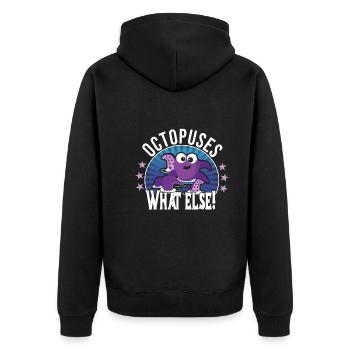Oktopus - Unisex Premium Bio Zip Hoodie - Schwarz - Hinten - Nico (187cm)
