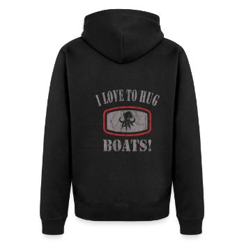 Oktopus - Unisex Premium Bio Zip Hoodie - Schwarz - Hinten - Nico (187cm)