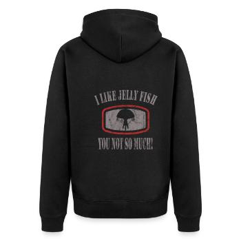 Jelly Whisperer - Unisex Premium Organic Zip Hoodie - black - Back - Nico (187cm)