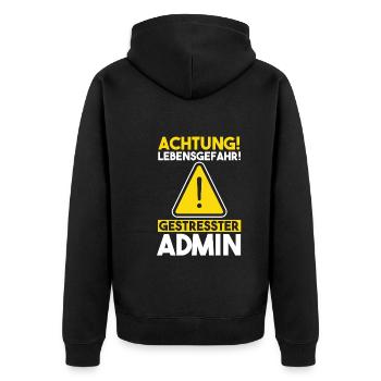 Informatiker Programmierer Admin Administrator - Unisex Premium Bio Zip Hoodie - Schwarz - Hinten - Nico (187cm)