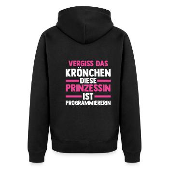 Programmieren Entwickler Prinzessin Programmierer - Unisex Premium Bio Zip Hoodie - Schwarz - Hinten - Nico (187cm)