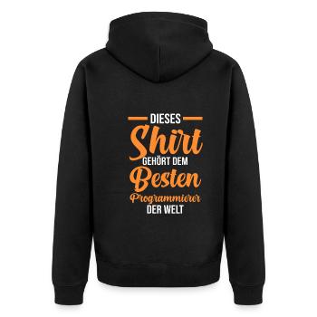 Programmieren Entwickler Coder Programmierer - Unisex Premium Bio Zip Hoodie - Schwarz - Hinten - Nico (187cm)
