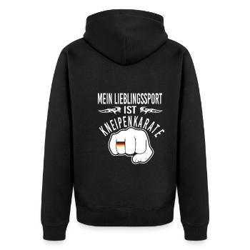 Kneipe - Unisex Premium Bio Zip Hoodie - Schwarz - Hinten - Nico (187cm)
