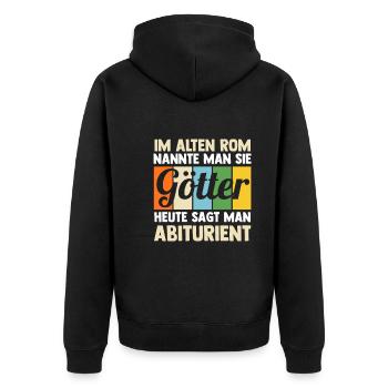 Abitur Abifeier Abi Abiturienten - Unisex Premium Bio Zip Hoodie - Schwarz - Hinten - Nico (187cm)
