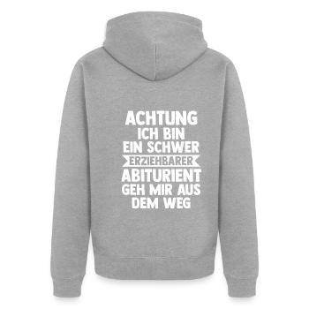 Abitur Abiturient Abifeier Abi - Unisex Premium Bio Zip Hoodie - Grau meliert - Hinten - Nico (187cm)