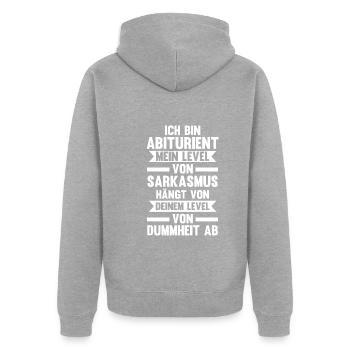 Abitur Abiturient Abifeier Abi - Unisex Premium Bio Zip Hoodie - Grau meliert - Hinten - Nico (187cm)