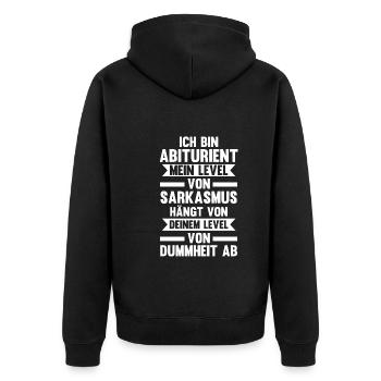 Abitur Abiturient Abifeier Abi - Unisex Premium Bio Zip Hoodie - Schwarz - Hinten - Nico (187cm)