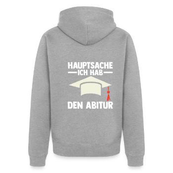 Abitur Abiturient Abi Abifeier - Unisex Premium Bio Zip Hoodie - Grau meliert - Hinten - Nico (187cm)