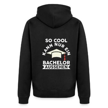 Student Akademiker Uni Abschlussfeier Bachelor - Unisex Premium Bio Zip Hoodie - Schwarz - Hinten - Nico (187cm)
