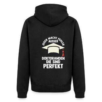 Doktor Abschluss Doktorand Promotion Doktortitel - Unisex Premium Bio Zip Hoodie - Schwarz - Hinten - Nico (187cm)