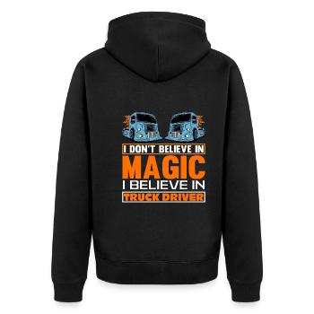 LKW Fahrer Spruch- LKW Fahrer Geschenke Tshirt - Unisex Premium Bio Zip Hoodie - Schwarz - Hinten - Nico (187cm)