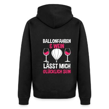 Ballonfahren Wein Luftfahrt Ballonfahrer Heißluftb - Unisex Premium Bio Zip Hoodie - Schwarz - Hinten - Nico (187cm)